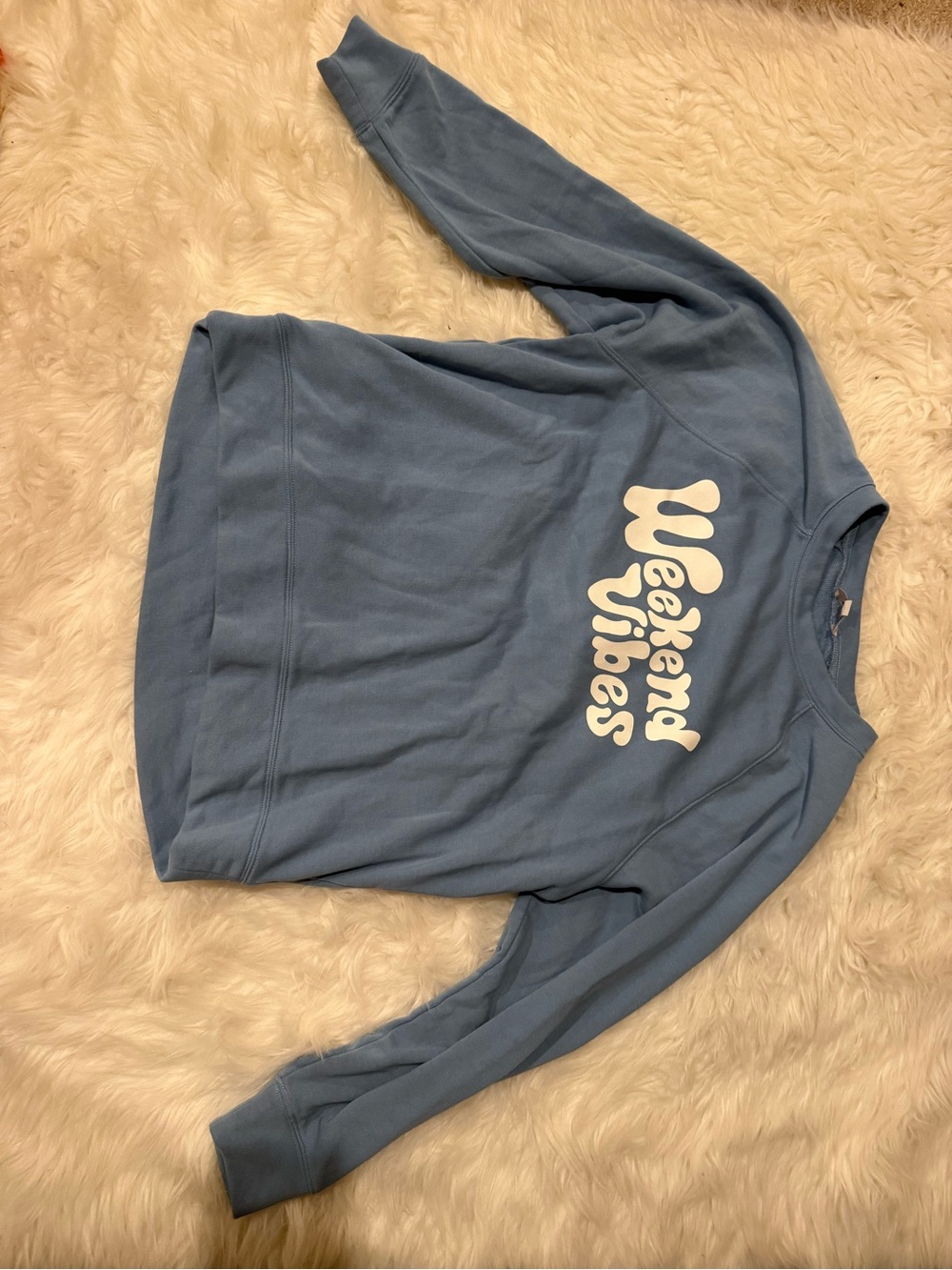 LOFT Blue "Weekend Vibes" Crewneck Sweatshirt